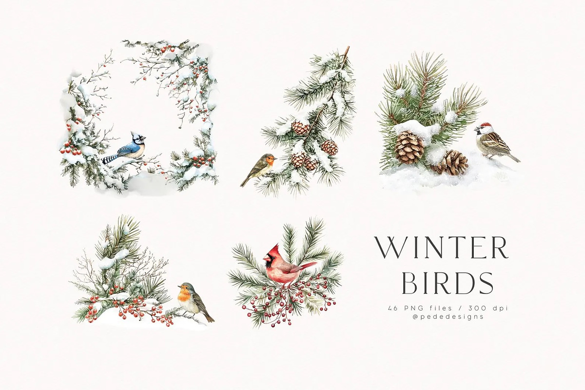Winter Birds, an Animal Illustration by PeDe Designs (Photo 6 of 6)