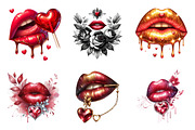 Watercolor Valentine Smooch Clipart, an Illustration by SinaCreation (Thumbnail 4 of 11)