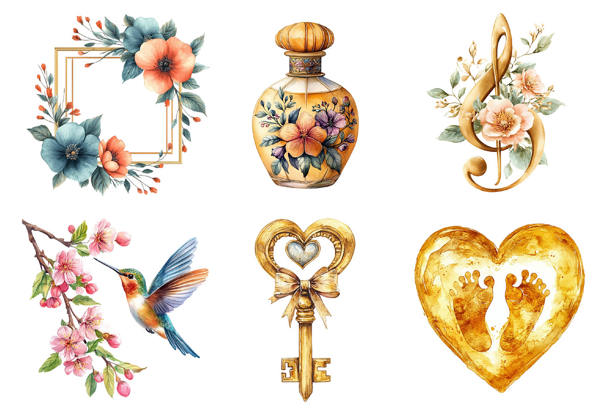 Golden Mother's Day Clipart PNG, an Illustration by SinaCreation (Photo 3 of 5)