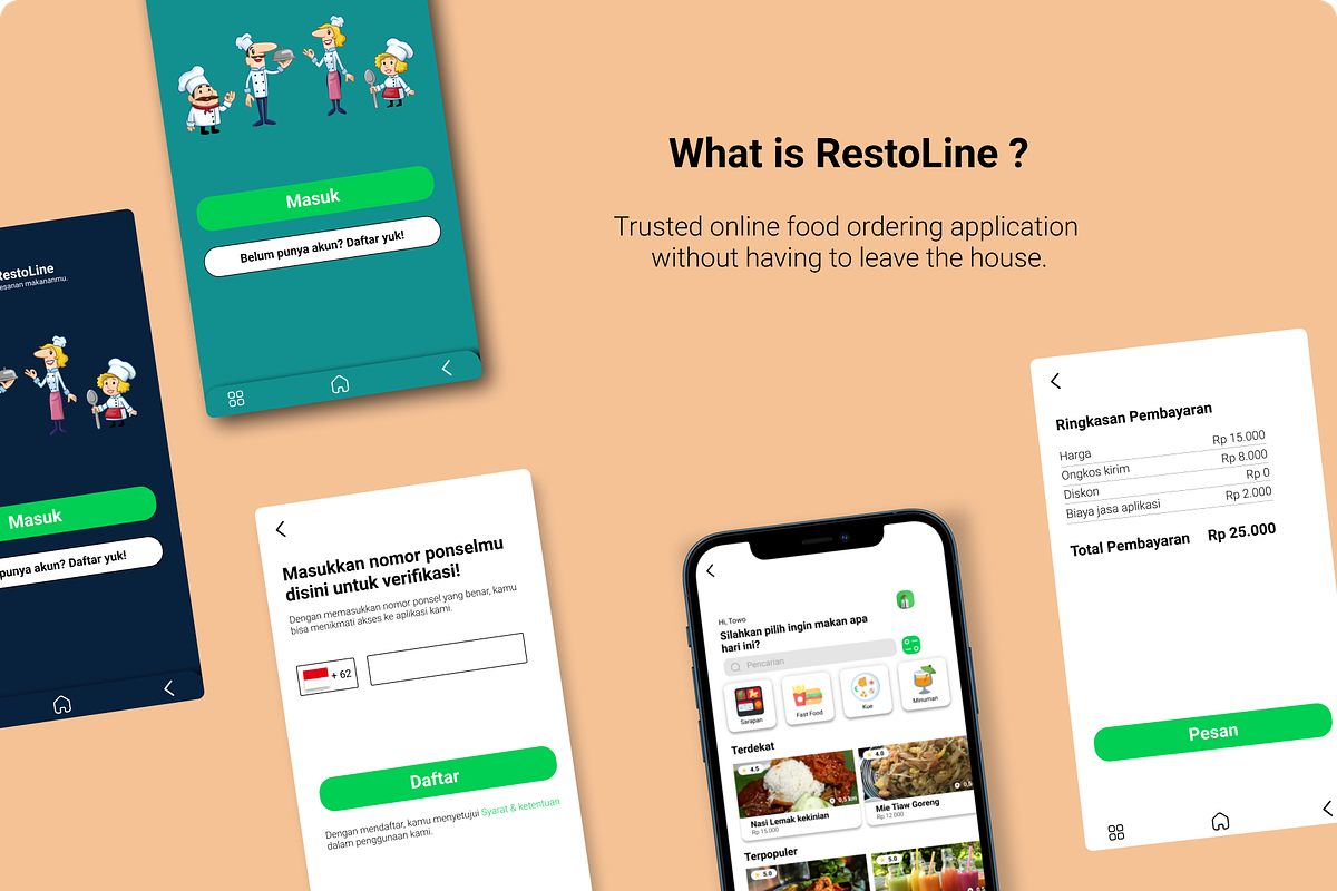 UI Design kits app RestoLine,