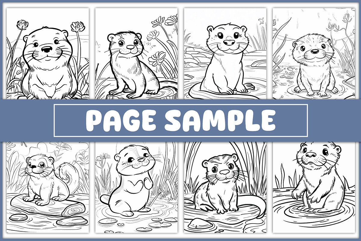 100 Otter Coloring Pages, an Animal Illustration by BrightMart
