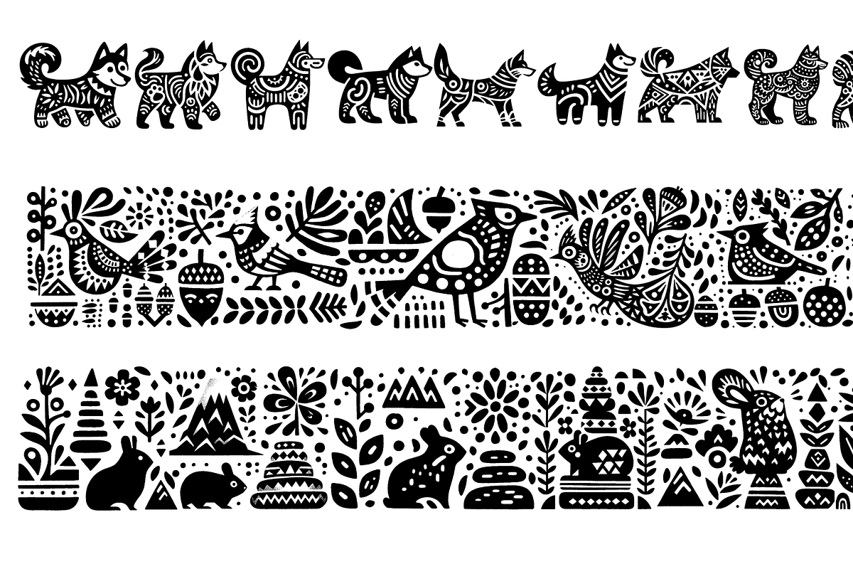 Vintage Animals and Fish Folk Art, an Illustration by devastd (Photo 11 of 30)