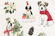 Christmas Watercolor Dogs Clipart, a Seasonal Illustration by artinspirestudio (Thumbnail 7 of 8)