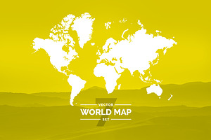 Set world maps. Dotted & silhouette
