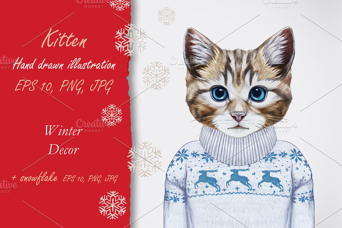 Kitten / Wintertime, an Animal Illustration by Victoria_Novak (Photo 1 of 3)