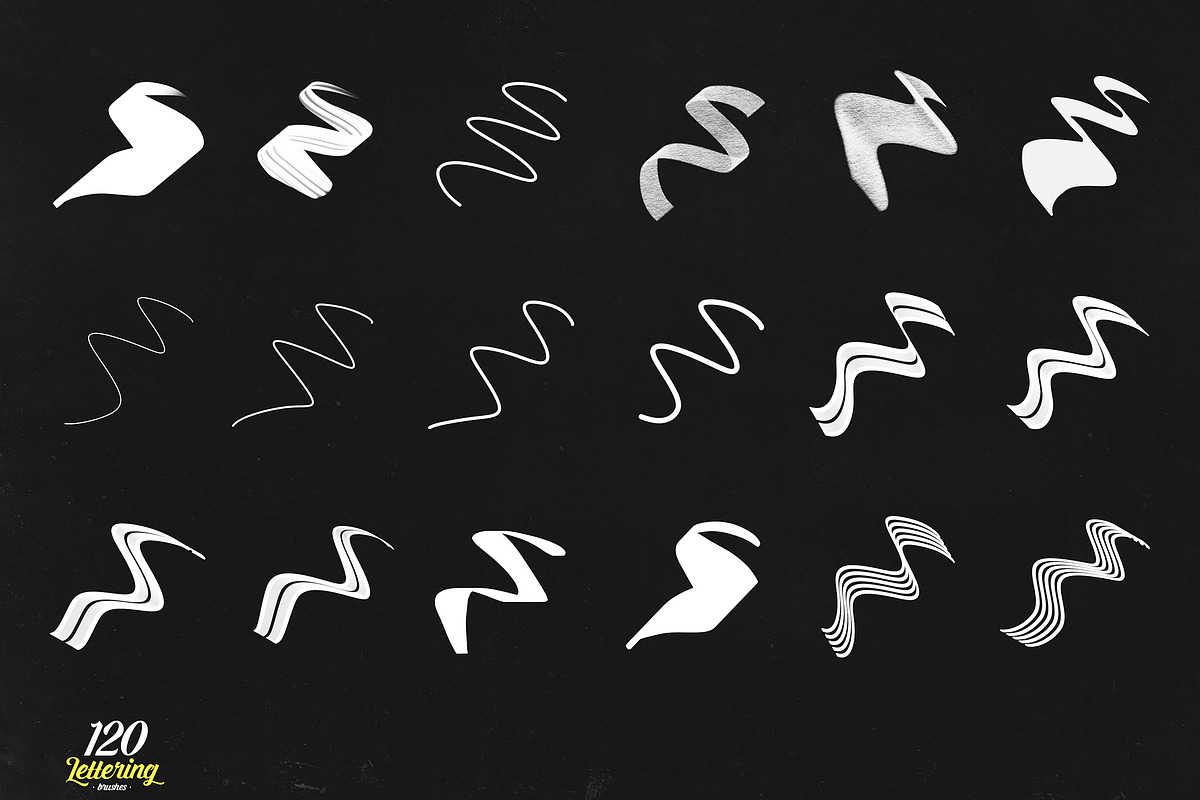120 lettering brushes for procreate, a Brush Add-On by Endete & Mazak brushes (Photo 3 of 8)