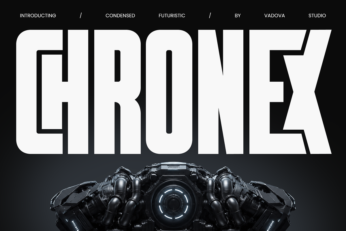 Chronex Condensed Futuristic Font, a Sans Serif Font by Vadovastd (Photo 1 of 10)