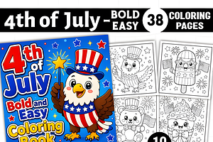 4th of July Bold and Easy Coloring, a Seasonal Illustration by Ink Gallery