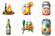Vintage Summer Beer Clipart, an Illustration by OK Design (Thumbnail 2 of 5)