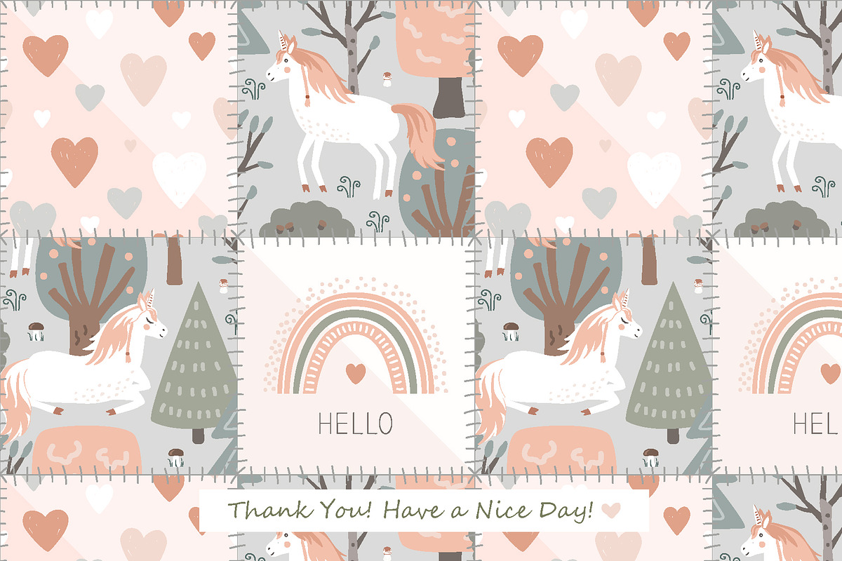 Seamless Unicorn Patchwork Pattern, a Pattern Graphic by Toltemara (Photo 3 of 3)
