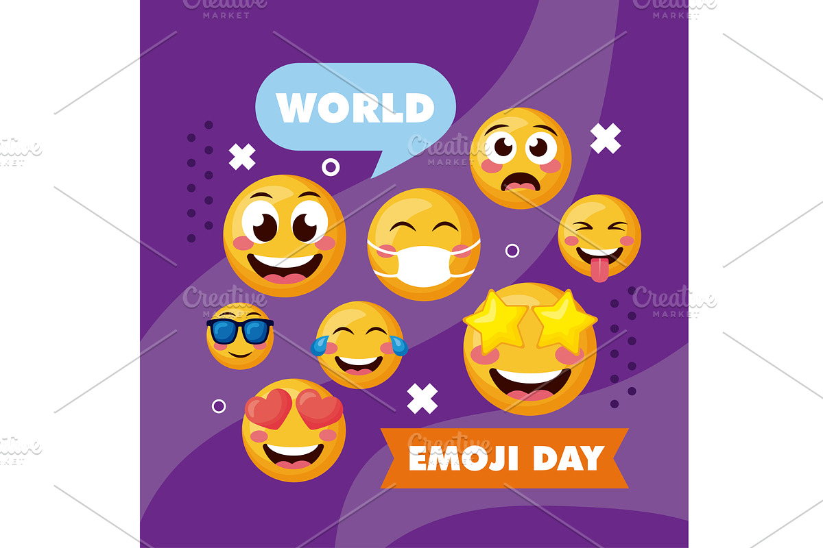world emoji day postcard, an Illustration by studiogstock