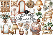 Watercolor Boho Interior Clipart, an Illustration by Designking (Thumbnail 1 of 4)