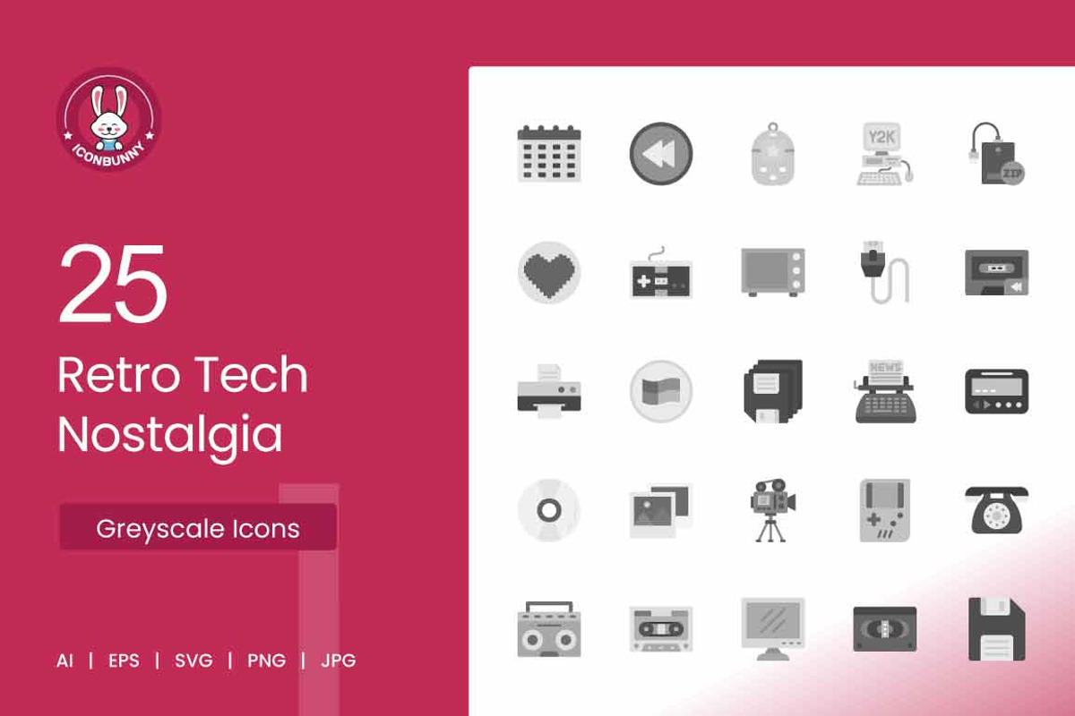 25 Retro Tech Nostalgia Icons, a Solid Icon by IconBunny (Photo 1 of 2)