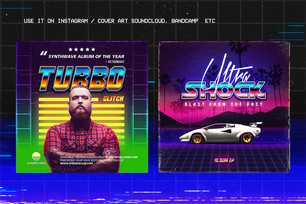 80's Synthwave Square Artpack, a Social Media Template by dennybusyet (Photo 3 of 9)