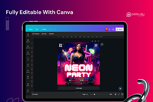 Neon Canva Party Flyer Template