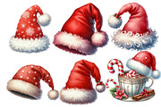Watercolor Santa Hat Clipart, an Illustration by Designworld (Thumbnail 3 of 6)
