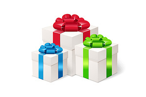 Set Of Colorful Gift Boxes With Bows