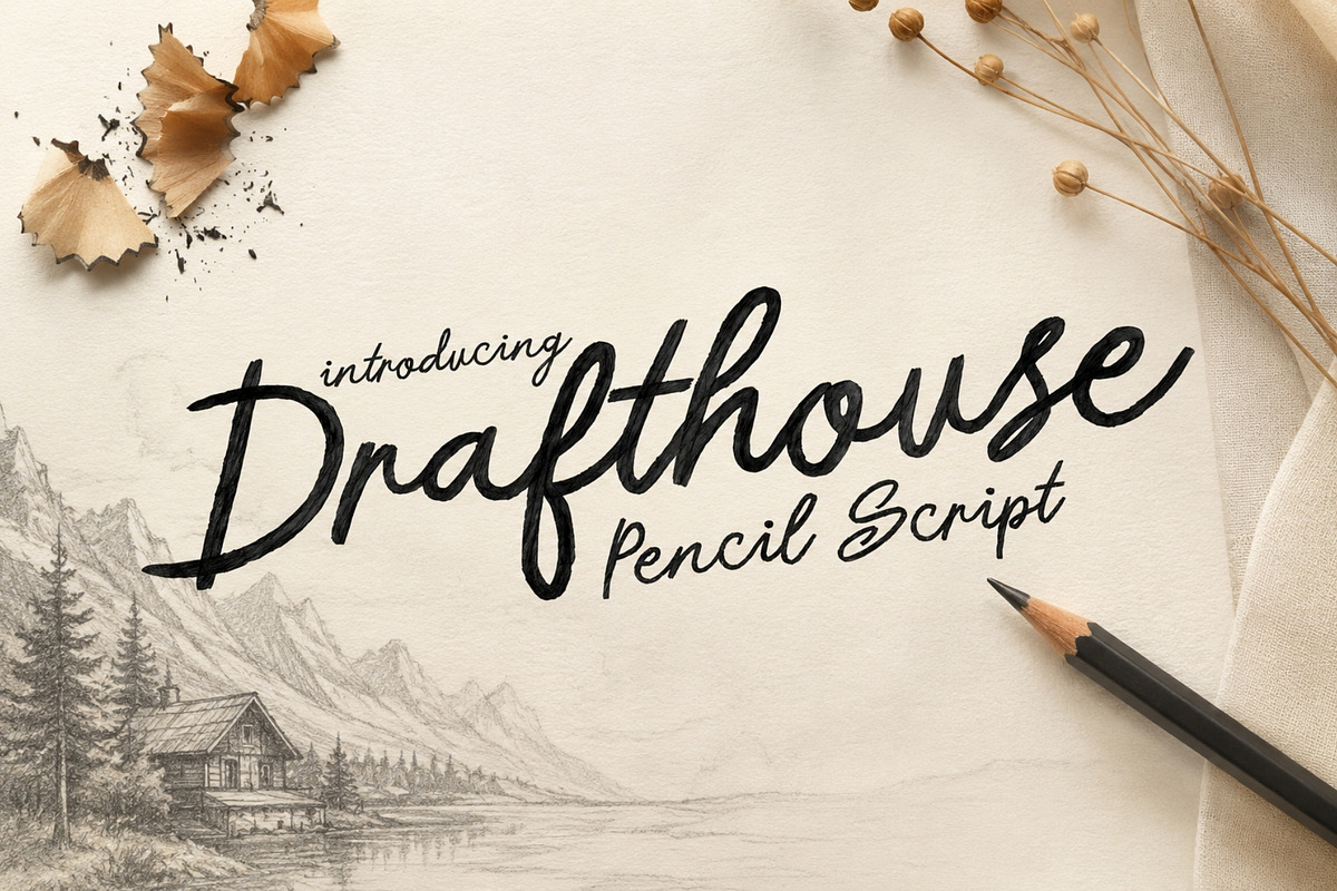 Drafthouse - Handdrawn Pencil Script, a Script Font by HipFonts (Photo 1 of 13)