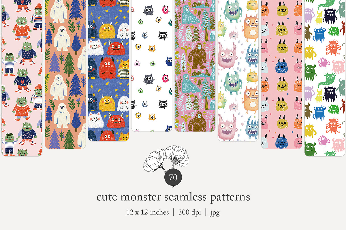 70 (kids) monster seamless pattern, a Pattern Graphic by Poppy Lane Studio (Photo 1 of 10)