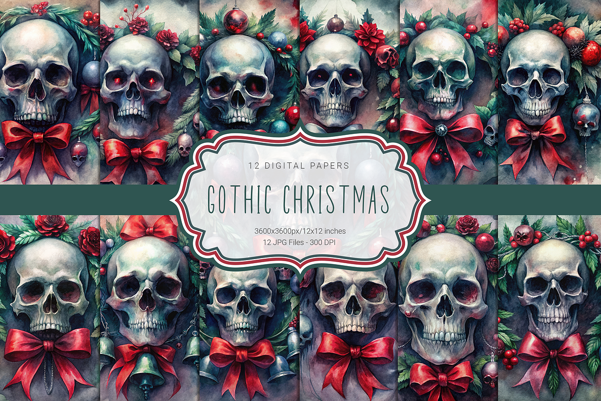 Gothic Christmas Wreaths, a Background Graphic by Curve Design (Photo 1 of 7)
