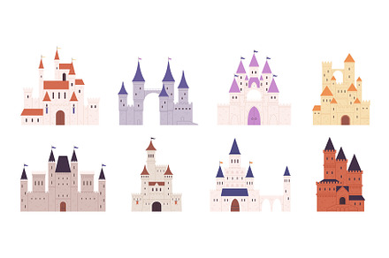 Isolated flat medieval castles, a Graphic by LadadikArt