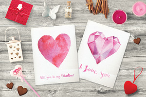 10 Watercolor Hearts Clip Art