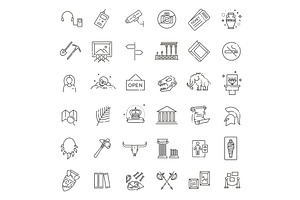 Museum icons set, an Object Illustration by Tettygreen