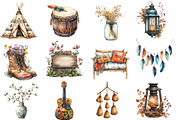 Watercolor Rustic Boho Clipart, an Illustration by Designworld (Thumbnail 3 of 6)