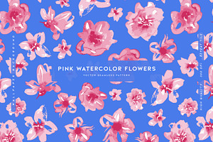 Pink Watercolor Flowers, a Pattern Graphic by MalyskaStudio