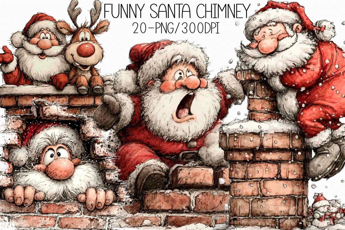 Funny Santa Chimney ClipArt's PNG, an Illustration by Libby Wishes (Photo 1 of 7)