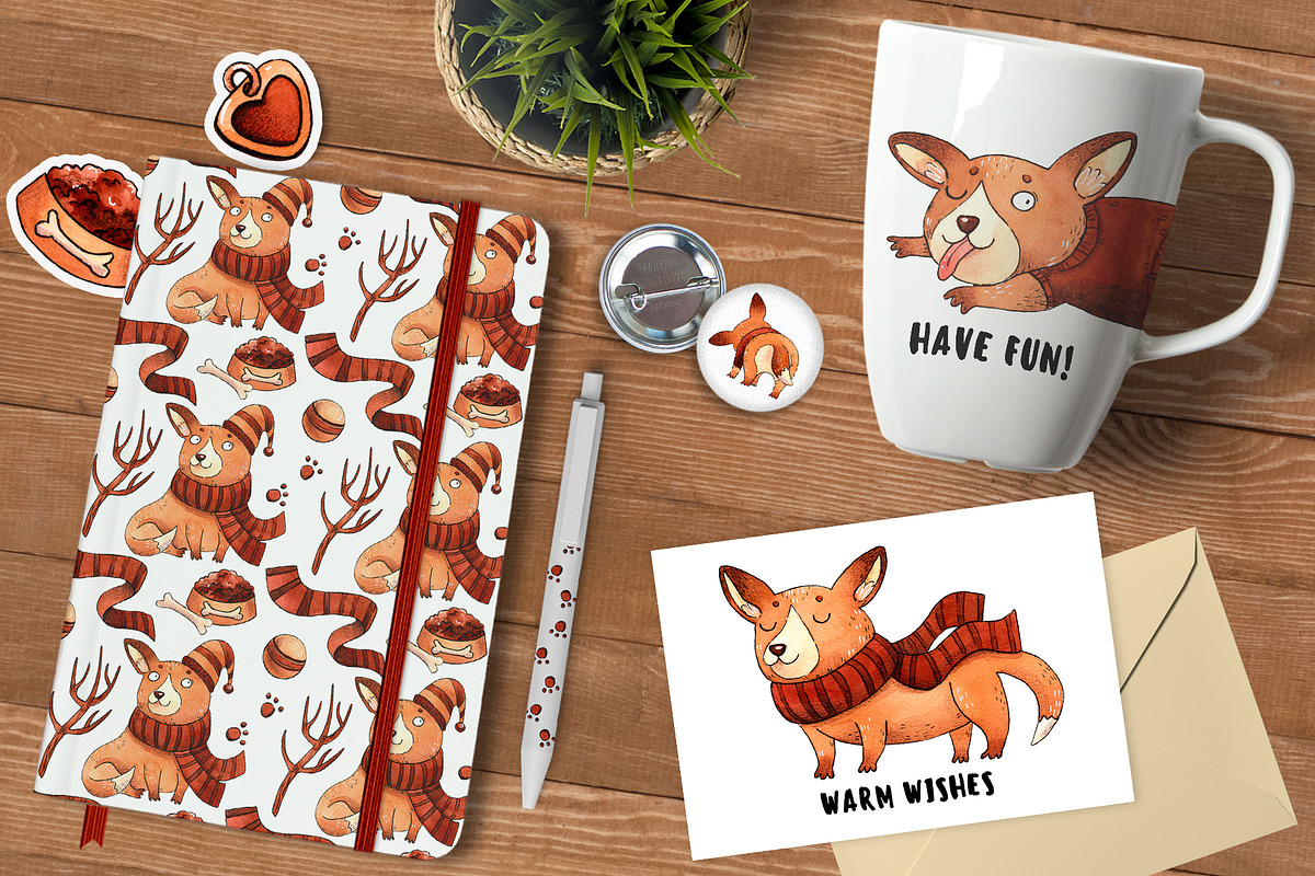 Corgi watercolor set, an Animal Illustration by Ekaterina Goncharova (Photo 6 of 10)