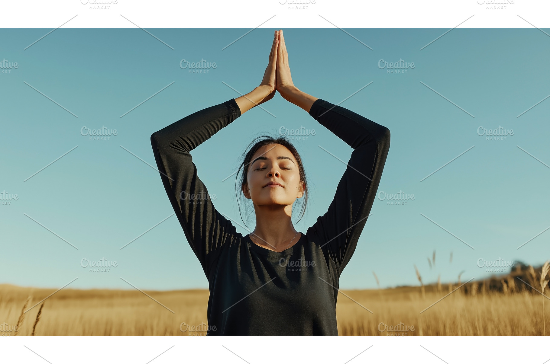Asian woman practicing yoga with, a Sports & Recreation Photo by Sergey Kotenev