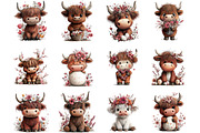 Highland Cow Easter Floral Clipart, an Illustration by Designking (Thumbnail 3 of 5)