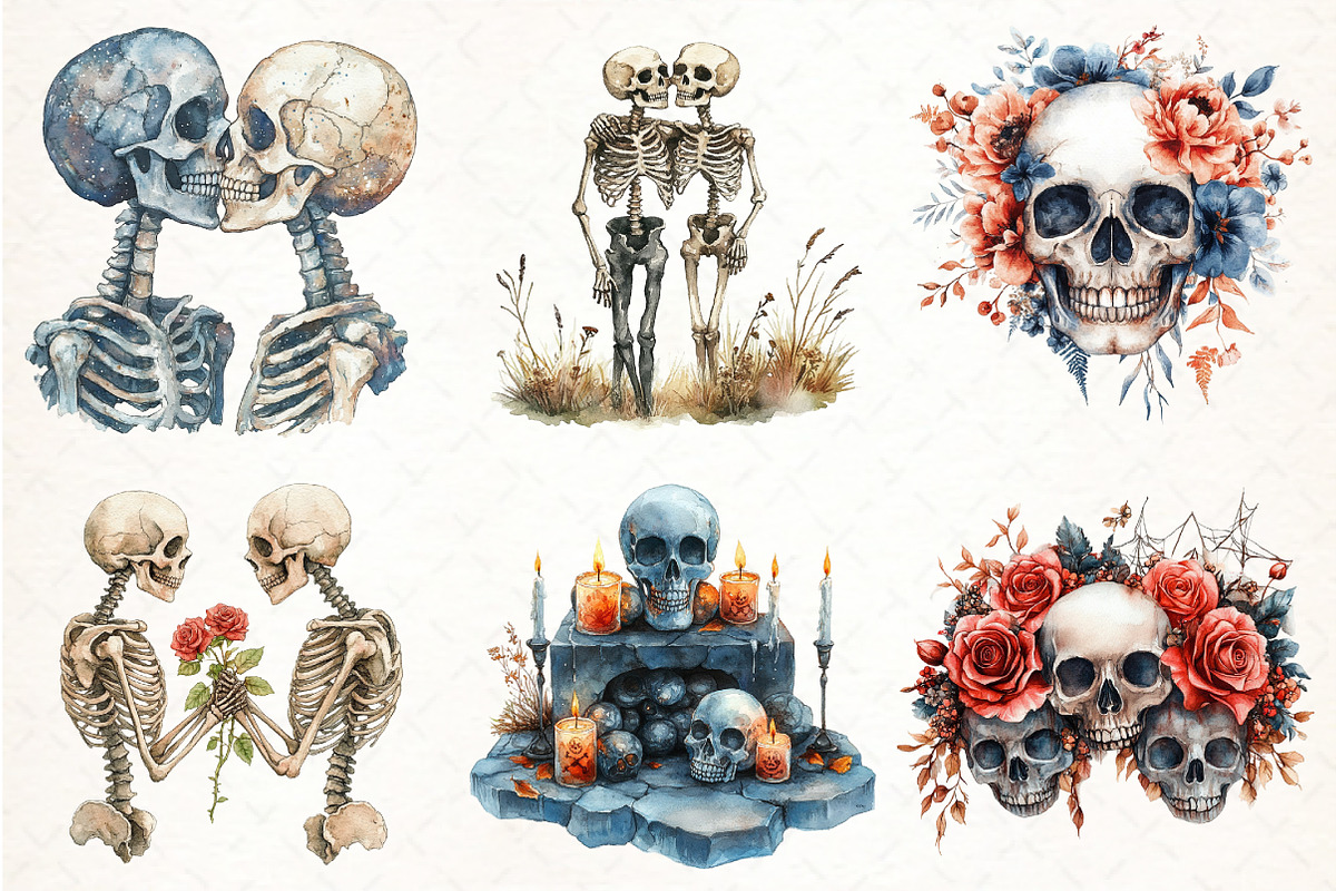Halloween Skeletons Wedding Clipart, an Illustration by Pixels.Craft (Photo 2 of 7)
