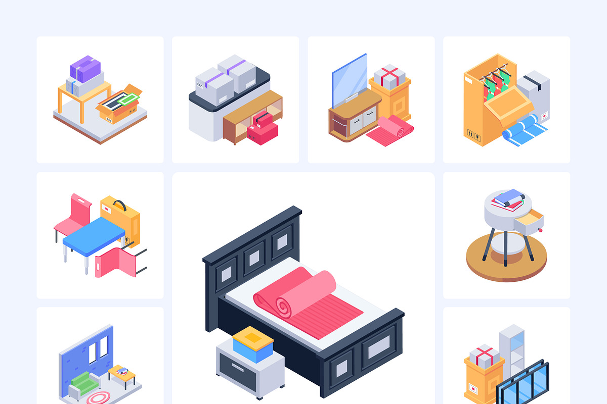 Moving Home Isometric Icons, an Emoji Icon by Vectors Market (Photo 9 of 10)