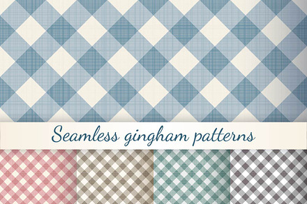 Set of seamless gingham patterns