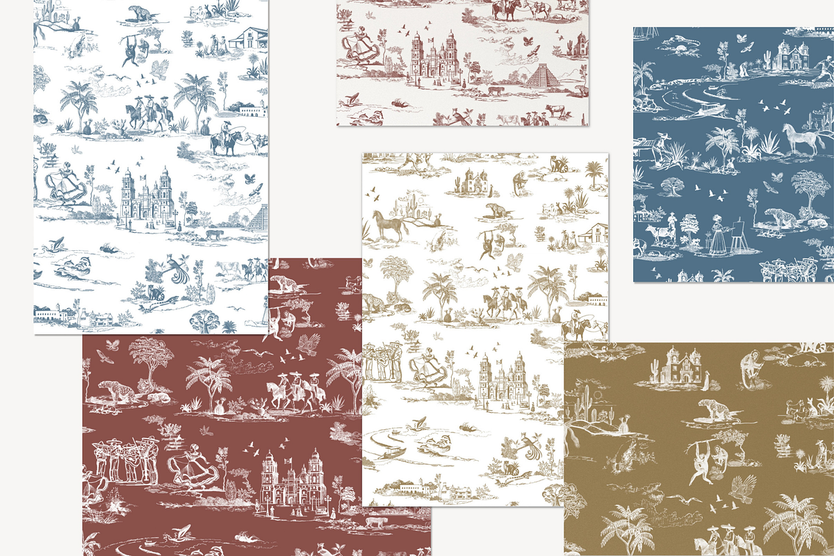Mexico Toile de Jouy Pattern, a Background Graphic by Hughes Studio (Photo 8 of 8)