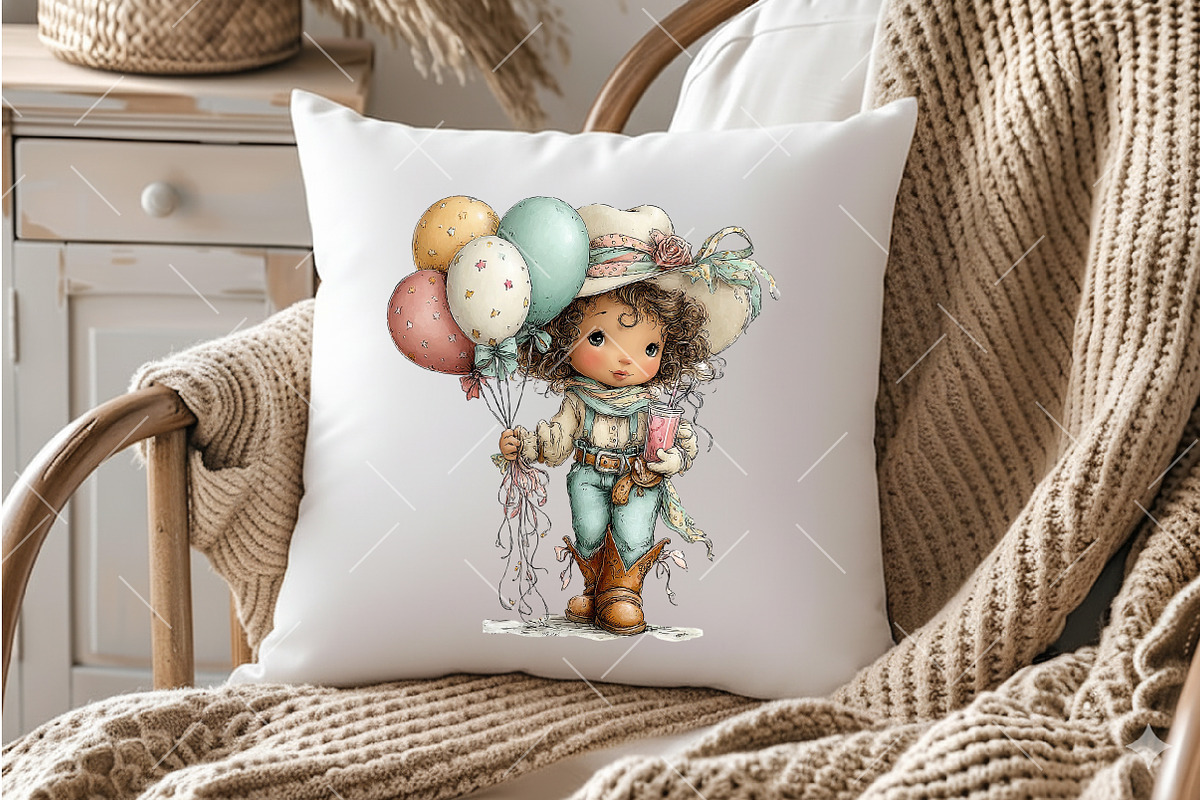Western Birthday Cowgirl Clipart Set, a Seasonal Illustration by OK Design (Photo 4 of 6)