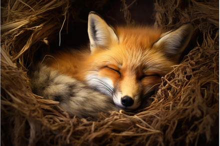 Elusive Sleeping wild fox. Generate, an Animal Photo by Ylivdesign