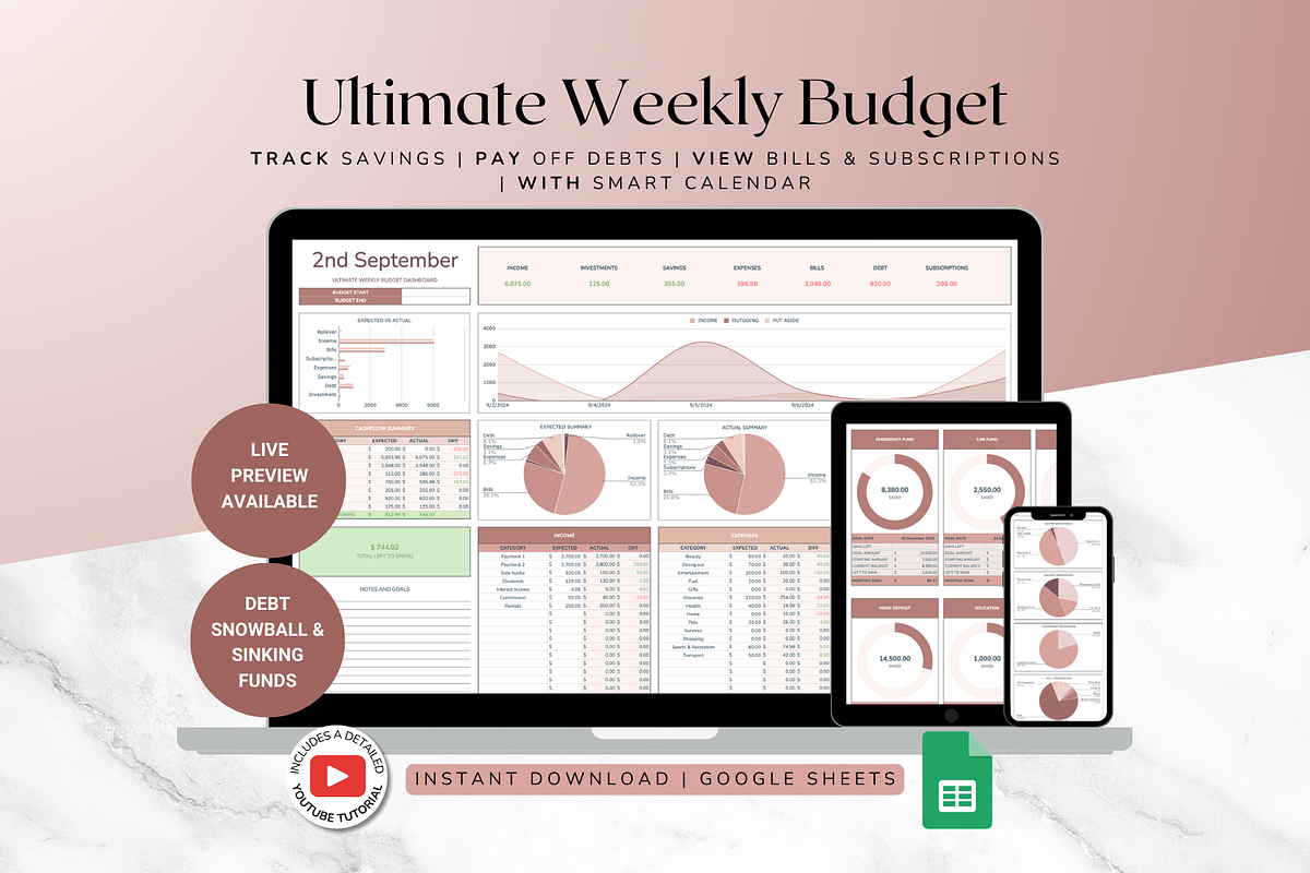 Ultimate Weekly Budget - Neutral, a Templates & Theme by The Creative Plans co (Photo 1 of 10)
