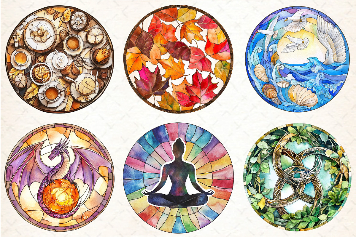 Stained Glass Sublimation Clipart, an Illustration by DreamCafeArt (Photo 2 of 9)