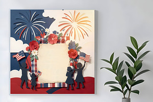 4th of July Paper Cutting Blank, a Seasonal Illustration by Sharon Schwalbe