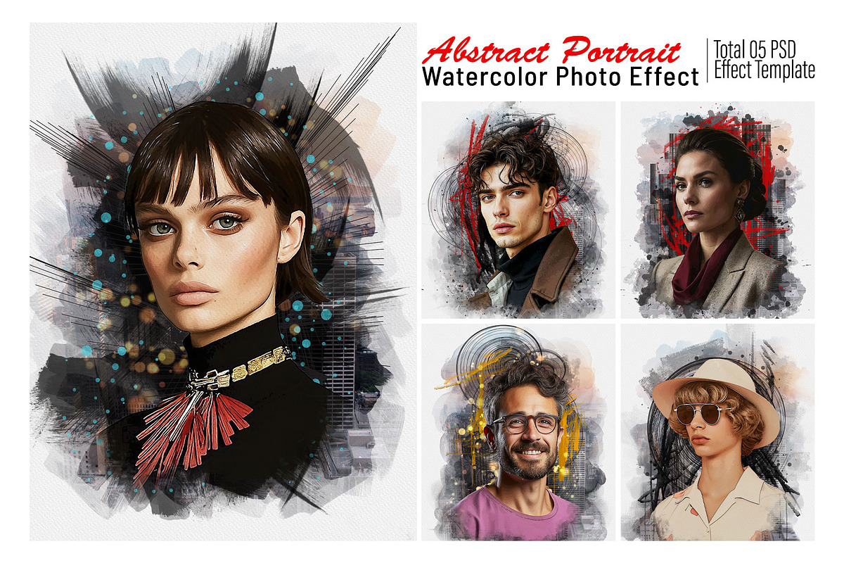Abstract Portrait Watercolor Art, an Action Add-On by Photoshop Action (Photo 1 of 21)