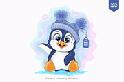 Cute cartoon penguin. Tshirt, PNG., an Animal Illustration by KENO Mascots (Thumbnail 2 of 5)