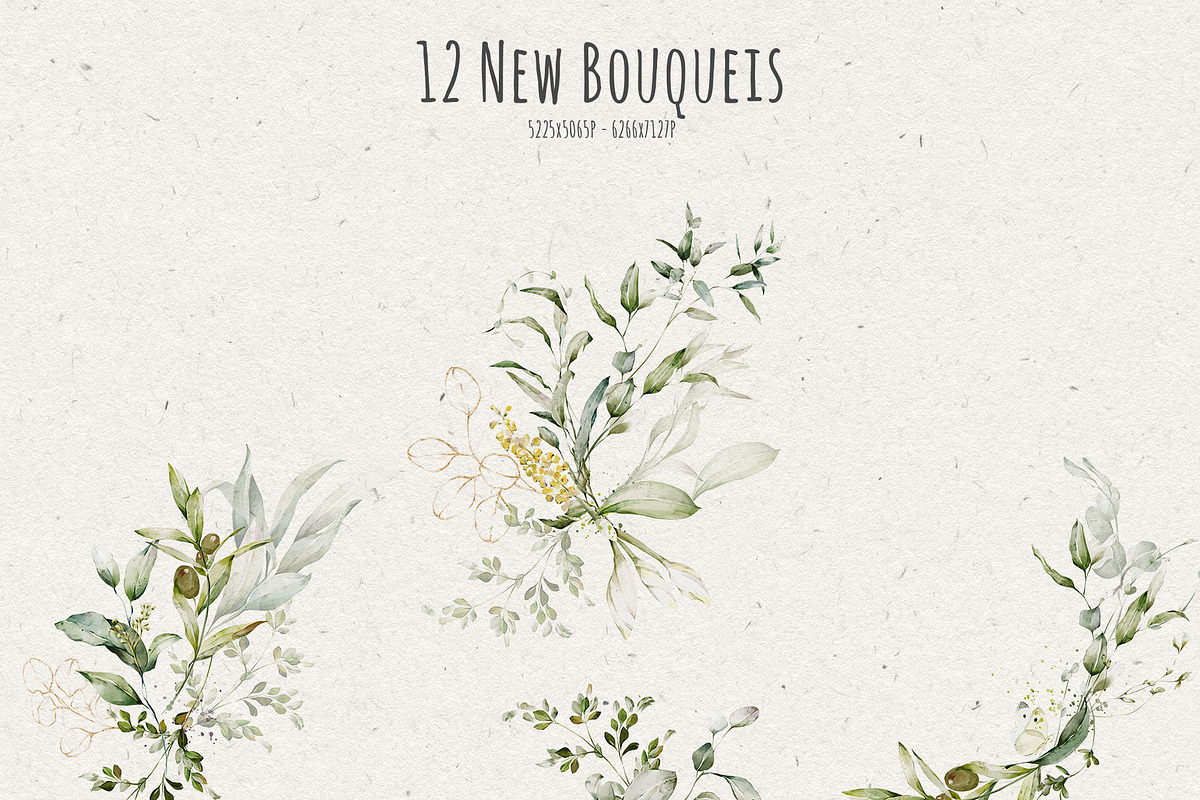 Watercolor Green Leaves Collection, a Decorative Illustration by Damian Roh (Photo 9 of 19)