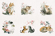 Whimsical Kittens Clipart Set, a Seasonal Illustration by CreationArt (Thumbnail 3 of 7)
