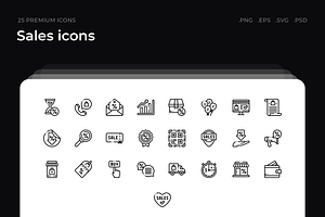 Sales icons, an Outline Icon by Wencory