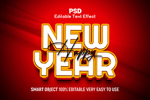 Happy New Year 3D Editable Text Effe