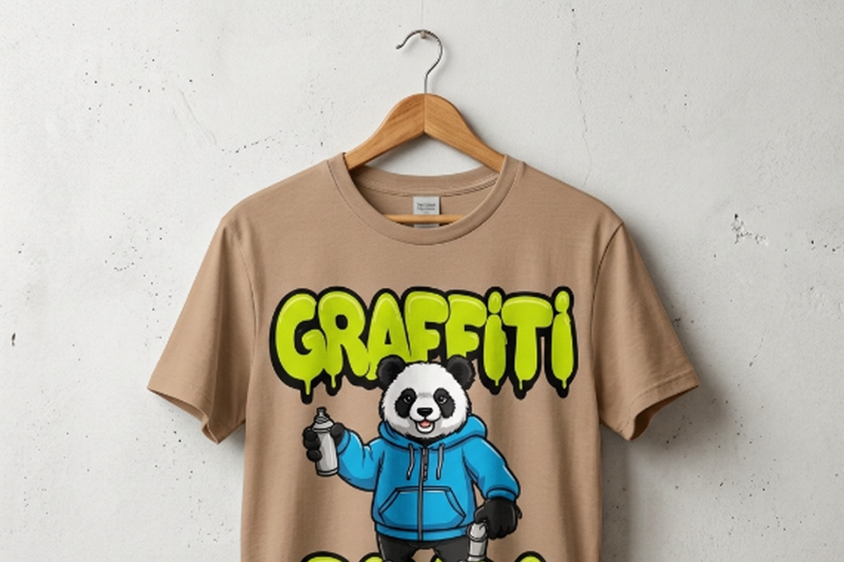 Graffiti Panda Spray Artist, a Shirt Mockup by Vector Stall (Photo 3 of 14)