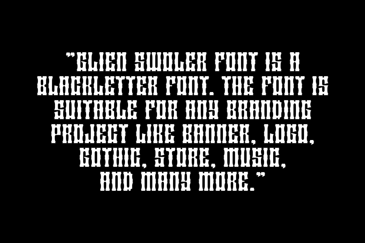 Glien Swoler - Blackletter Font, a Blackletter Font by Iqsiart Studio (Photo 4 of 8)
